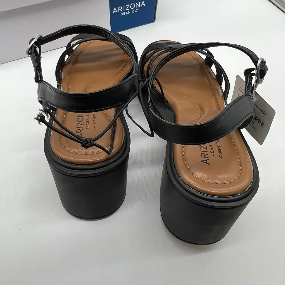 Arizona Jean Co Womens Elrose Heeled Sandals Black Color Size 9M